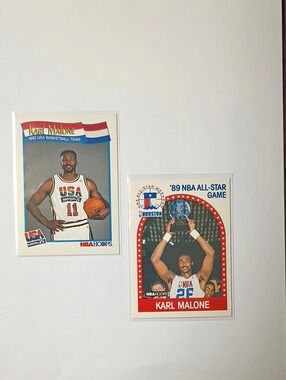 NBA Hoops Karl Malone Lot of 2 Cards: 1989-90 Hoops #116 All-Star & 1991-92